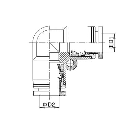Фитинг пластиковый цанговый переходной L-образный PUL — фото 2