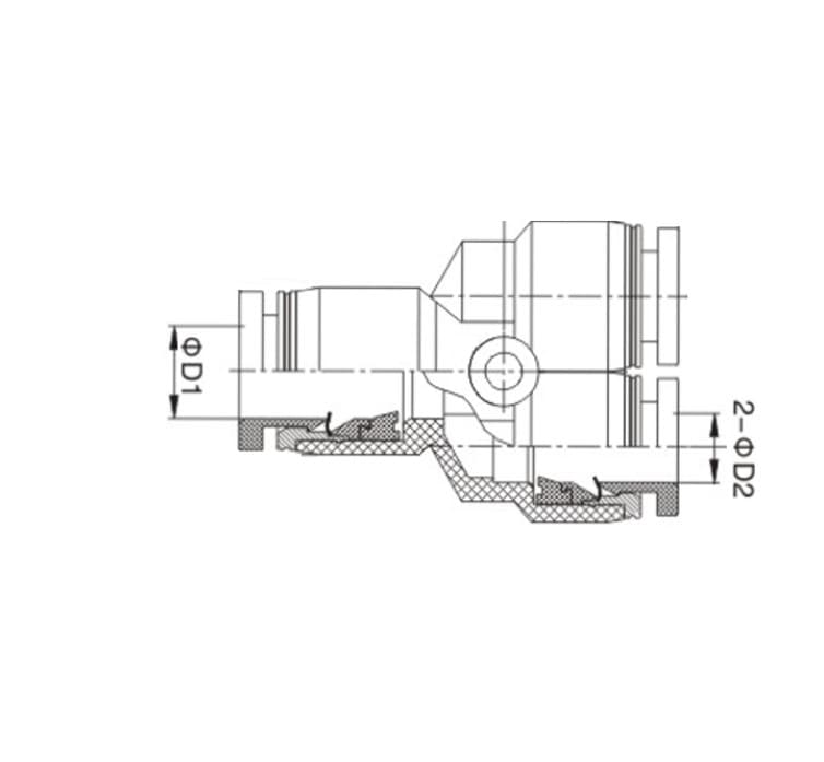 Фитинг пластиковый цанговый переходной Y-образный PW — фото 3