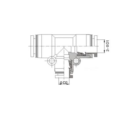 Фитинг пластиковый цанговый переходной T-образный PGT — фото 2