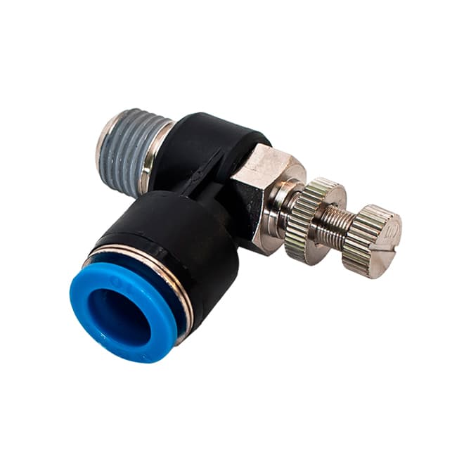 Дроссель с обратным клапаном цанговый L-образный NSC — фото 2