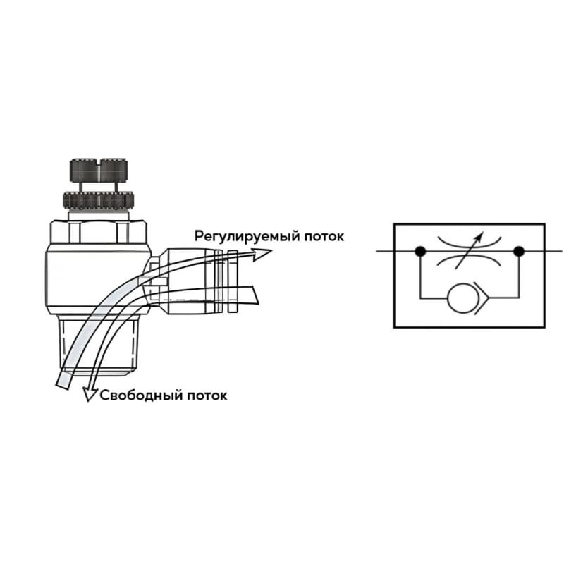 Дроссель с обратным клапаном цанговый L-образный NSC — фото 5