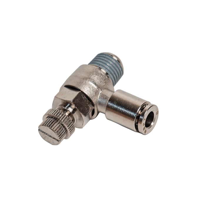 Дроссель с обратным клапаном латунный L-образный NBSCT — фото 5